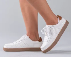 FINAL SALE - Women's White (Brown Mustache) BILLY Low Sneakers -Style Step Shoes Shop BW20007 100 Studio1 880x704 1