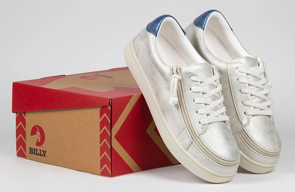 FINAL SALE - Women's White (Navy Mustache) BILLY Sneakers 7 FINAL SALE - Women's White (Navy Mustache) BILLY Sneakers - Image 7